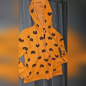 Cat & Jack 7/8 Girls Zip Up Hoodie Jacket Black Cats